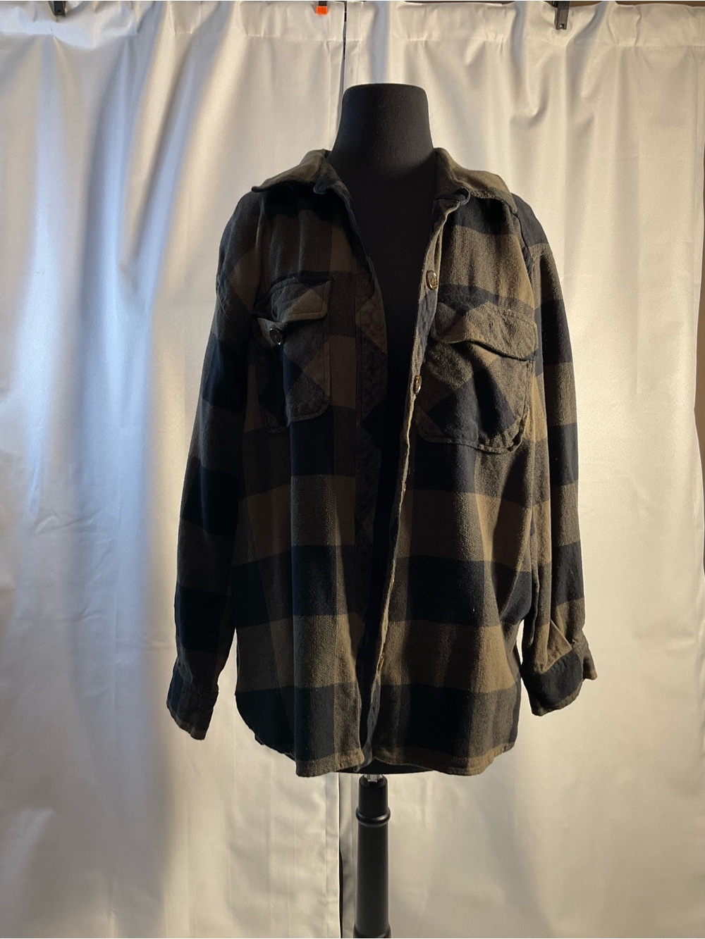 Cato Olive and Black Plaid Button-Down Shirt Jacket